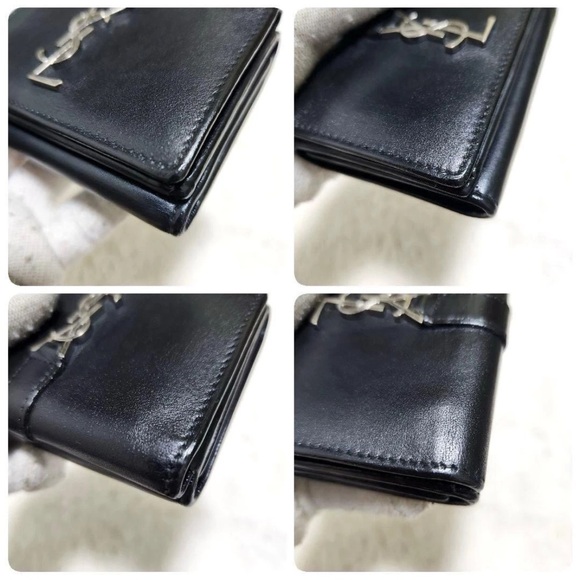 Yves Saint Laurent Black Wallet with Silver Logo - Picture 8 of 13
